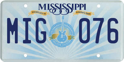MS license plate MIG076