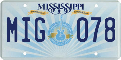 MS license plate MIG078