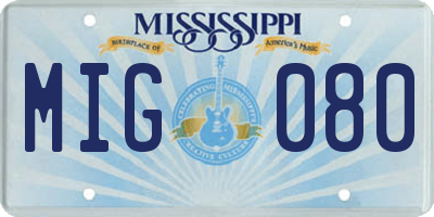 MS license plate MIG080