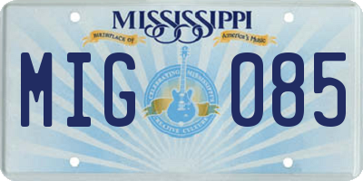 MS license plate MIG085
