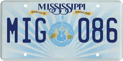 MS license plate MIG086