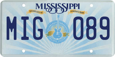 MS license plate MIG089