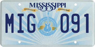 MS license plate MIG091