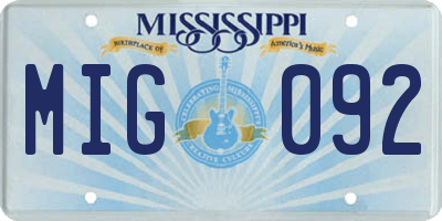 MS license plate MIG092