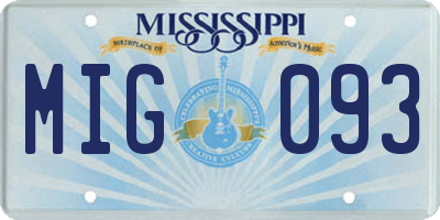 MS license plate MIG093