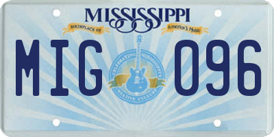 MS license plate MIG096