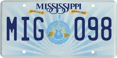 MS license plate MIG098