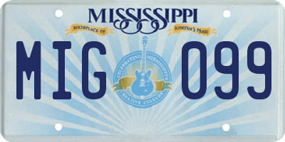 MS license plate MIG099