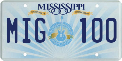 MS license plate MIG100