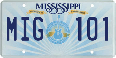 MS license plate MIG101