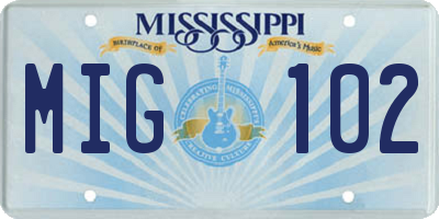 MS license plate MIG102