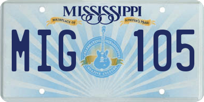 MS license plate MIG105