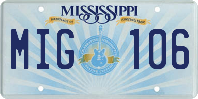 MS license plate MIG106
