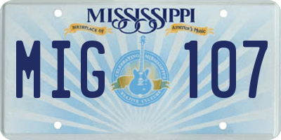 MS license plate MIG107