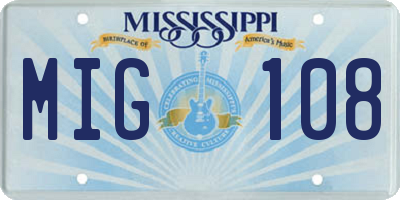 MS license plate MIG108