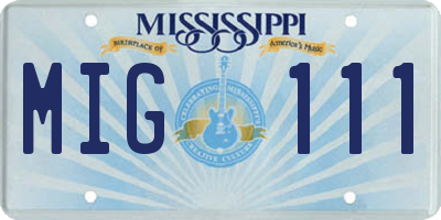 MS license plate MIG111