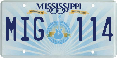 MS license plate MIG114