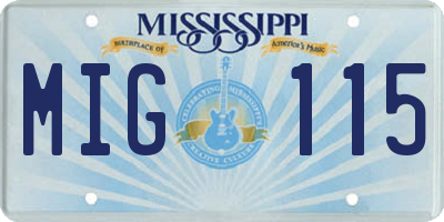 MS license plate MIG115