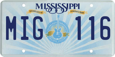 MS license plate MIG116