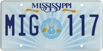 MS license plate MIG117