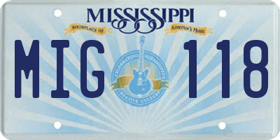 MS license plate MIG118
