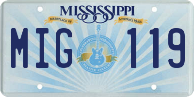 MS license plate MIG119