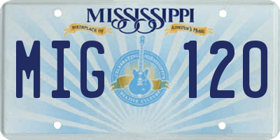 MS license plate MIG120