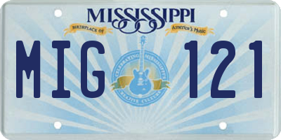 MS license plate MIG121