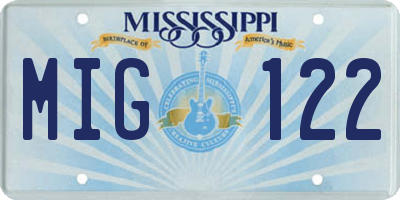 MS license plate MIG122