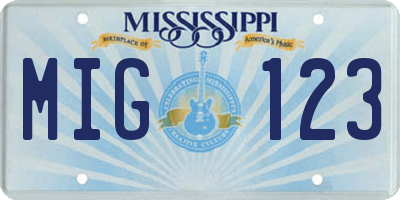 MS license plate MIG123