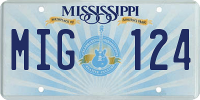 MS license plate MIG124