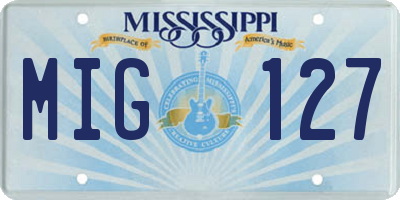 MS license plate MIG127