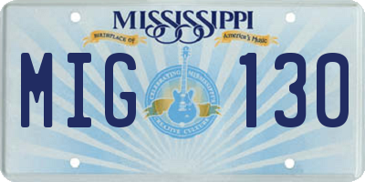 MS license plate MIG130