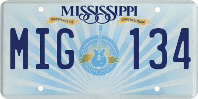 MS license plate MIG134