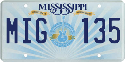 MS license plate MIG135