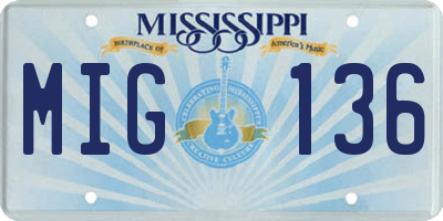 MS license plate MIG136