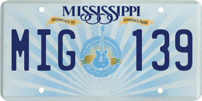 MS license plate MIG139