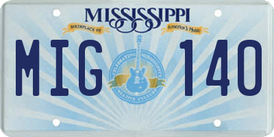 MS license plate MIG140