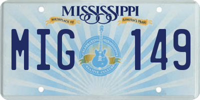 MS license plate MIG149