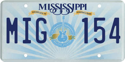 MS license plate MIG154