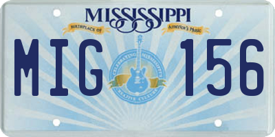 MS license plate MIG156
