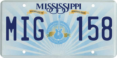 MS license plate MIG158