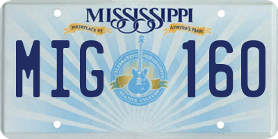 MS license plate MIG160