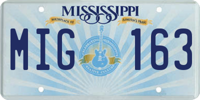MS license plate MIG163