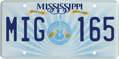 MS license plate MIG165