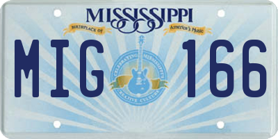 MS license plate MIG166