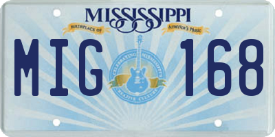 MS license plate MIG168