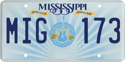 MS license plate MIG173
