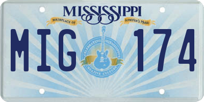 MS license plate MIG174