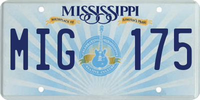 MS license plate MIG175